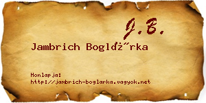 Jambrich Boglárka névjegykártya